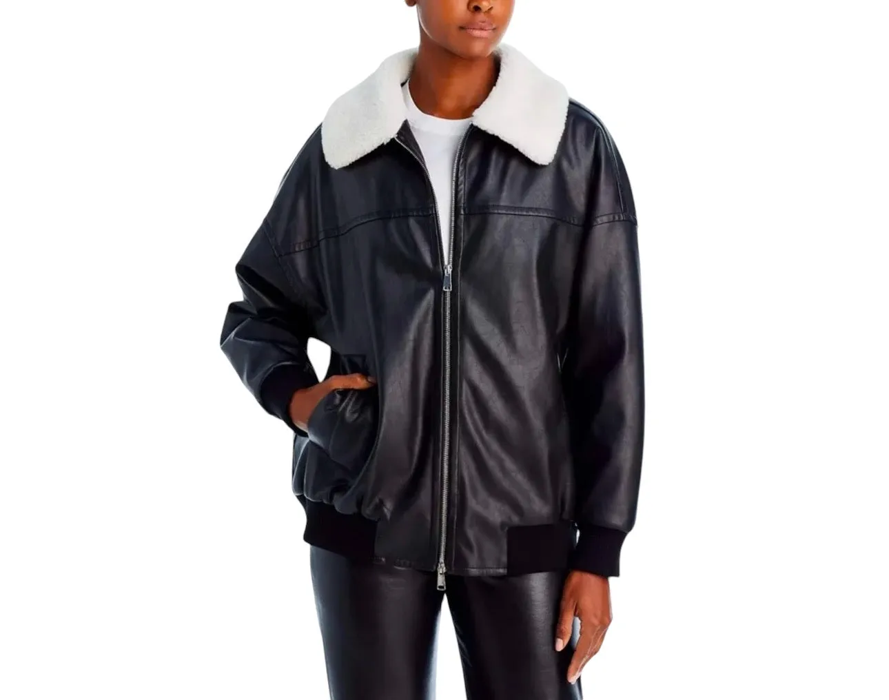 4TH & RECKLESS sold by BHFO O Benson Womens Faux Fur Trim Heavy Bomber BK M