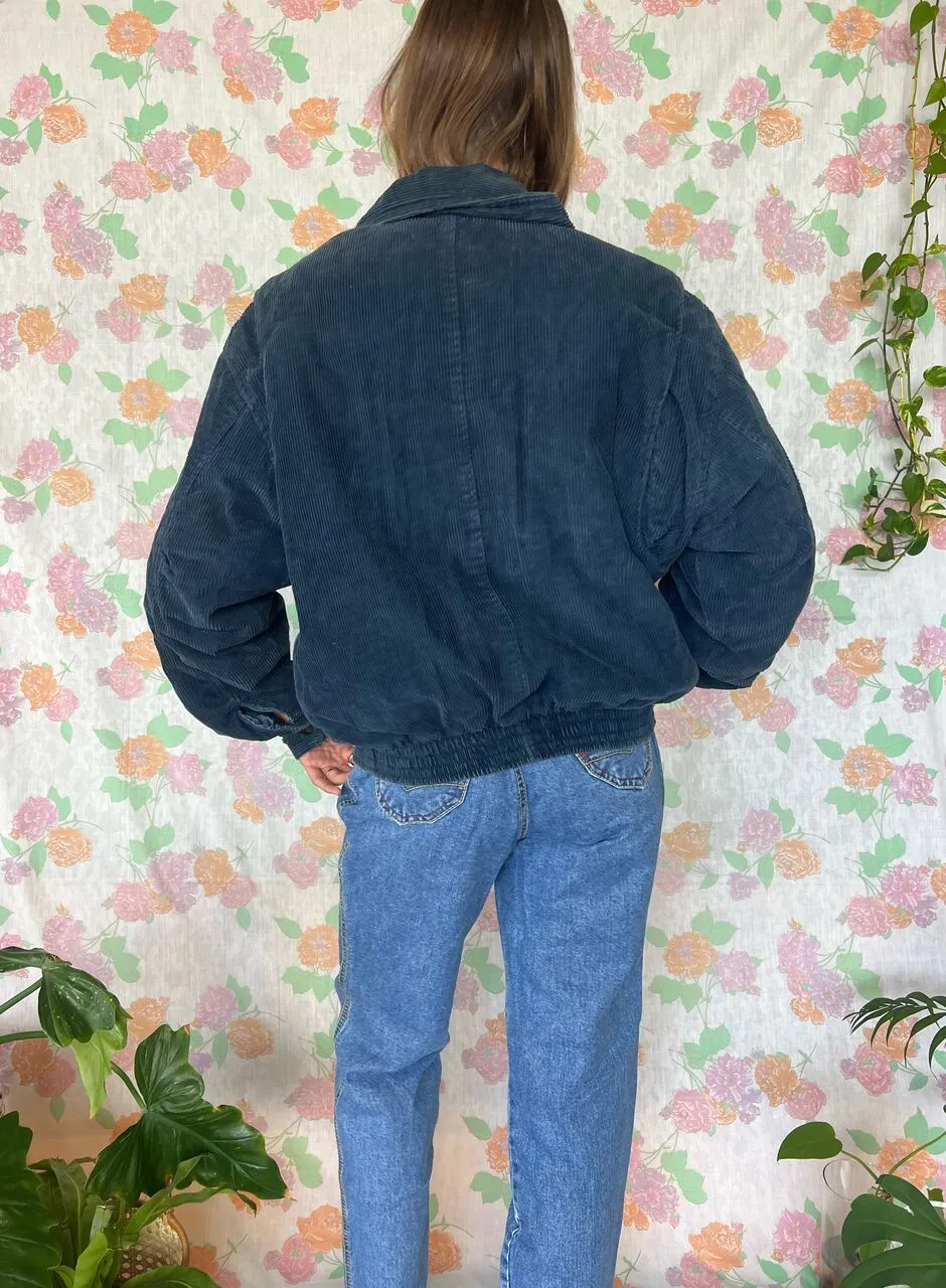 90's Dark Blue Corduroy Bomber