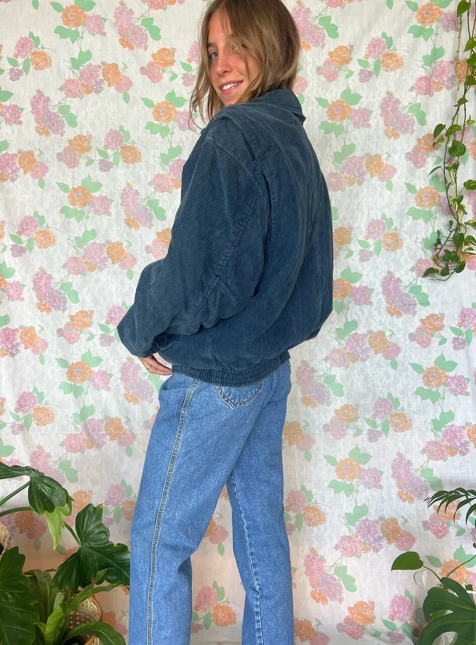 90's Dark Blue Corduroy Bomber