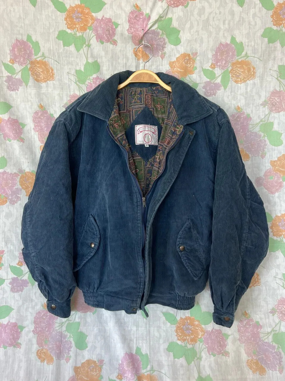 90's Dark Blue Corduroy Bomber