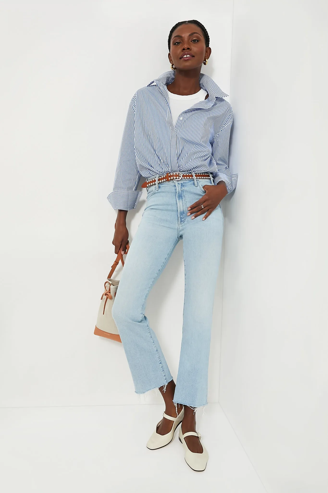 Banker Stripe Nadine Boyfriend Button Down