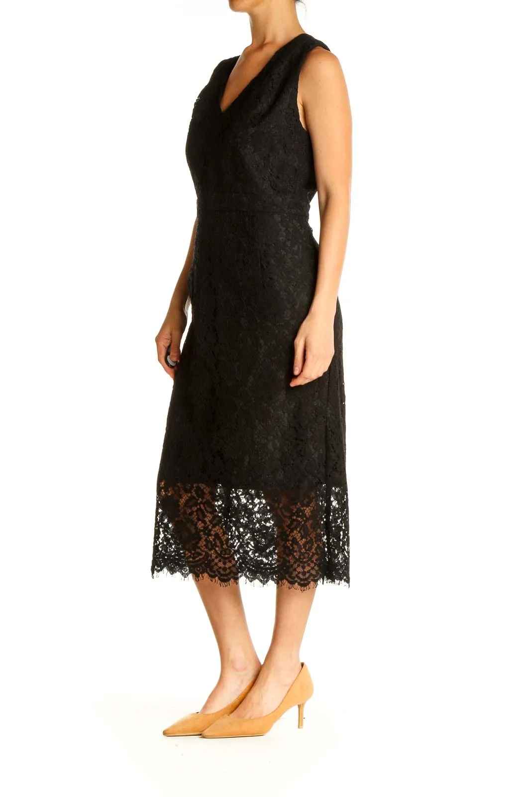 Black Lace Day Fit & Flare Dress