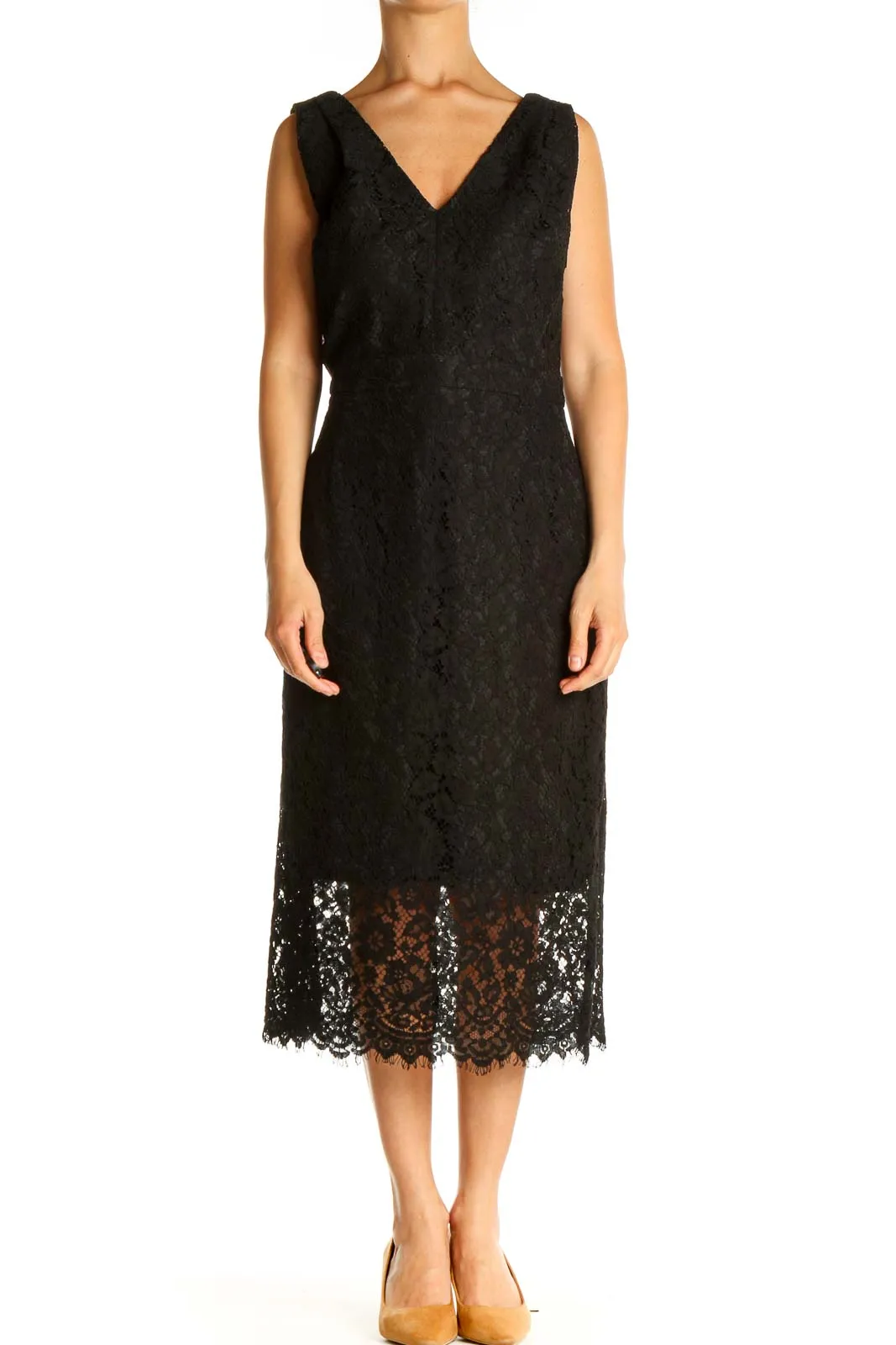 Black Lace Day Fit & Flare Dress