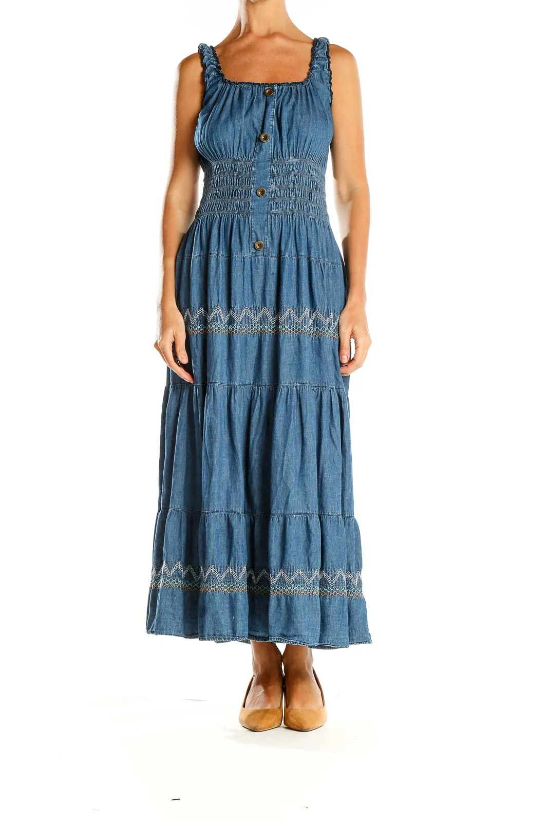 Blue Bohemian Fit & Flare Maxi Dress