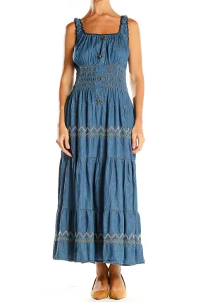 Blue Bohemian Fit & Flare Maxi Dress