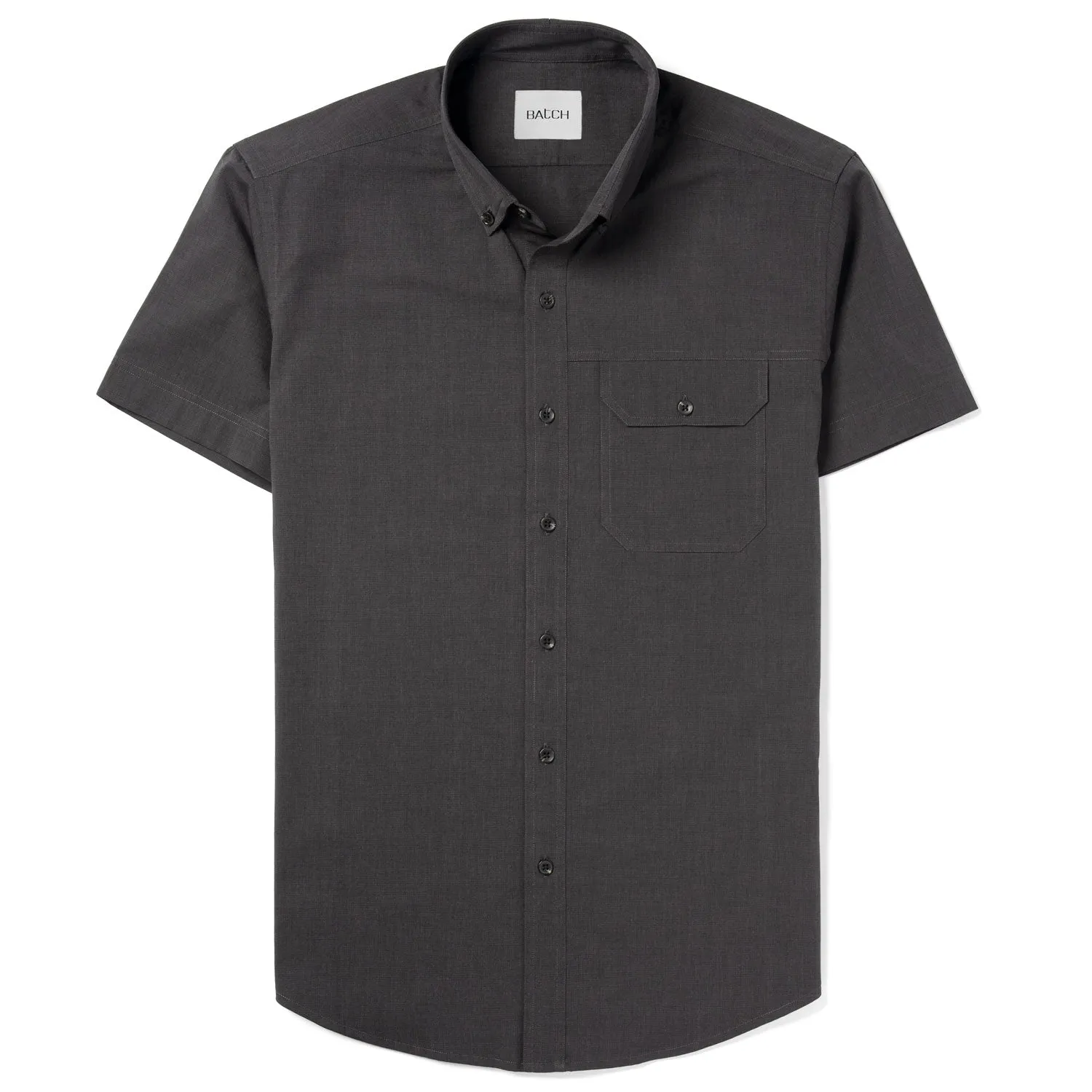 Builder Short Sleeve Casual Shirt – Asphalt Gray Cotton End-on-end