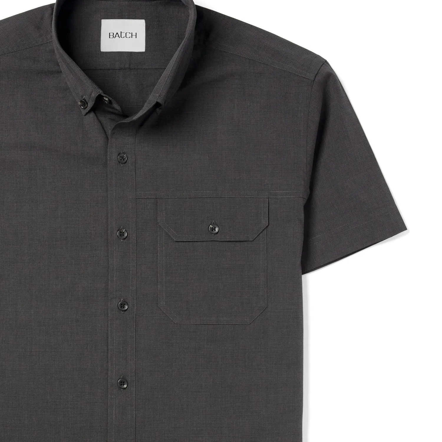 Builder Short Sleeve Casual Shirt – Asphalt Gray Cotton End-on-end