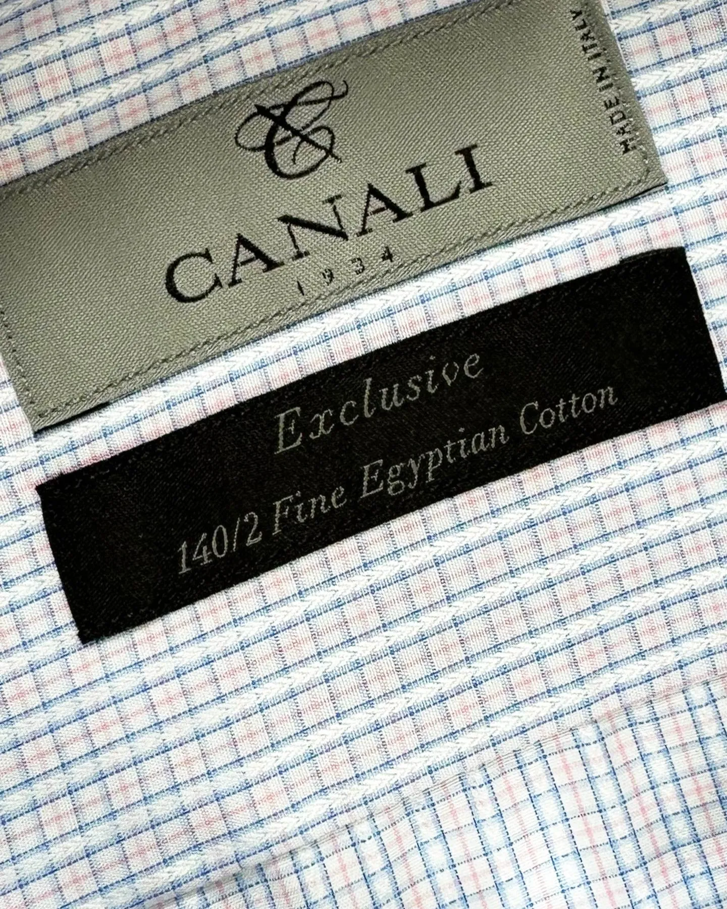 Canali Dress Shirt White Pink Blue Check - Exclusive Collection 40 - 15 3/4