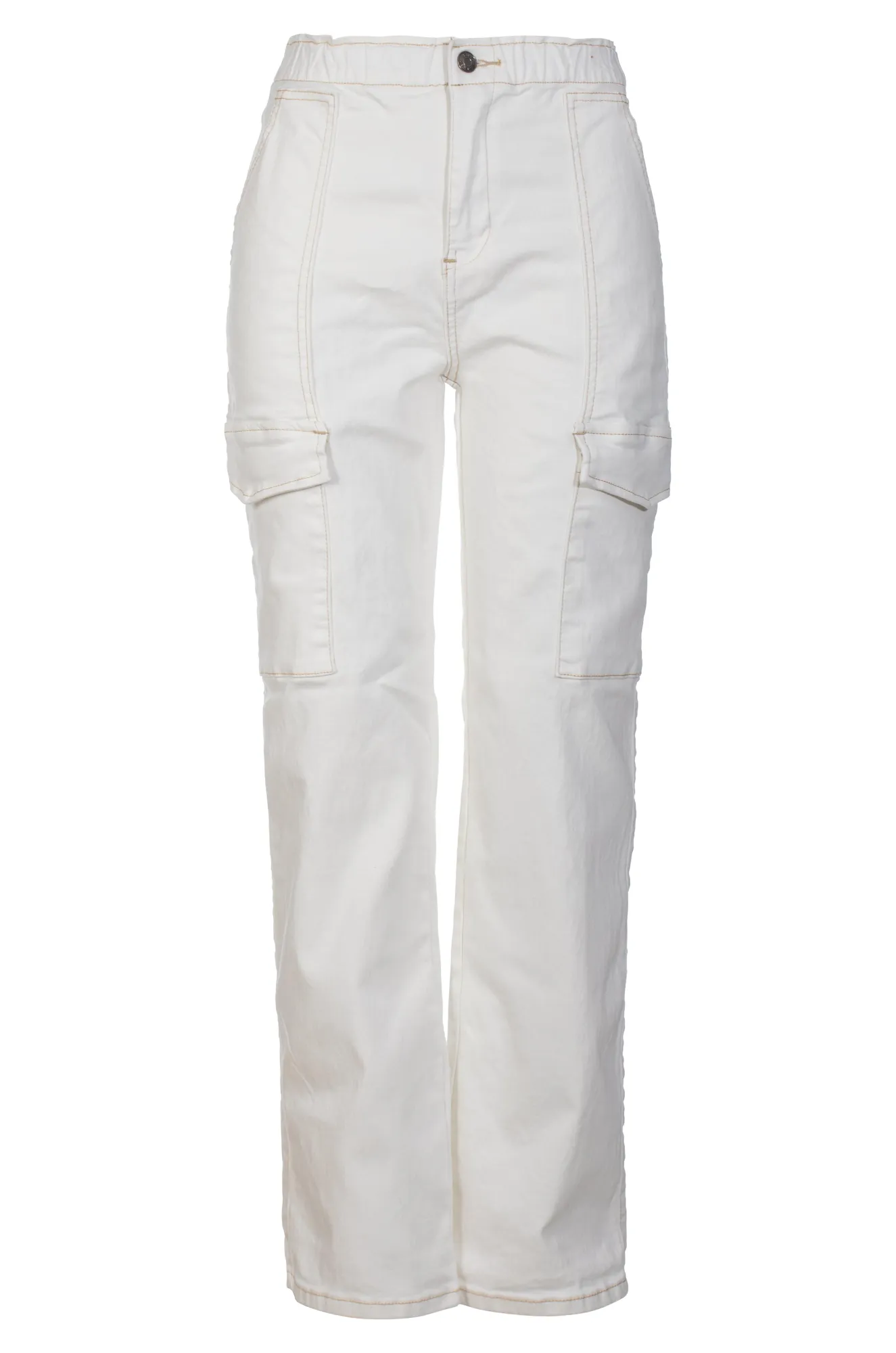 Coloured Denim paperbag waist Pants | IVORY | 6908ZZ