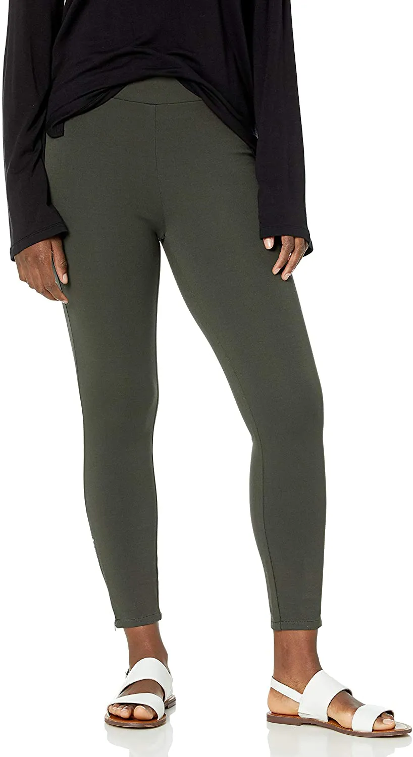 Daily Ritual Women's Ponte Knit Skinny-Fit Legging with Ankle Side Zips