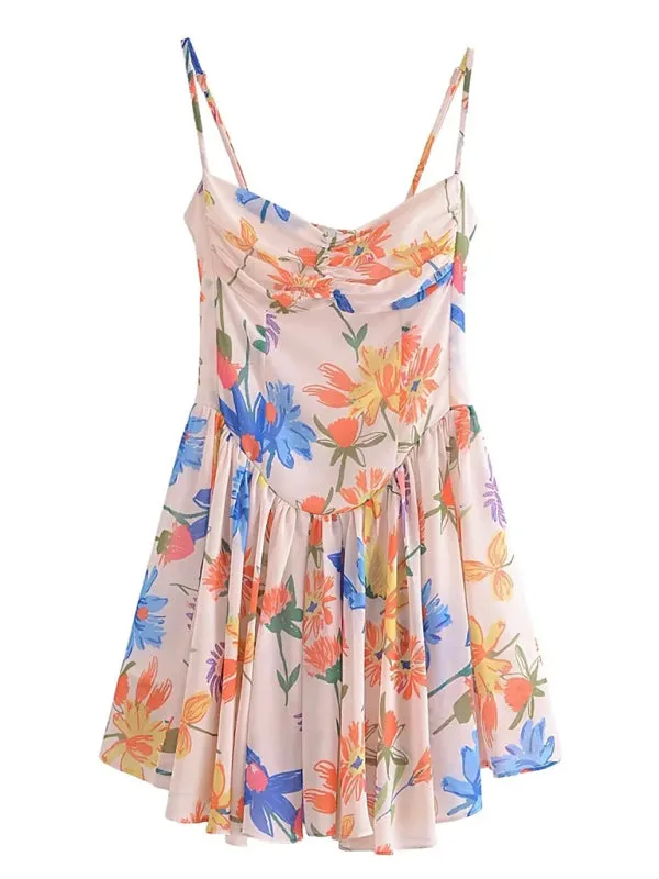 Elegant Summer Cami Fit and Flare Drop Waist Dress