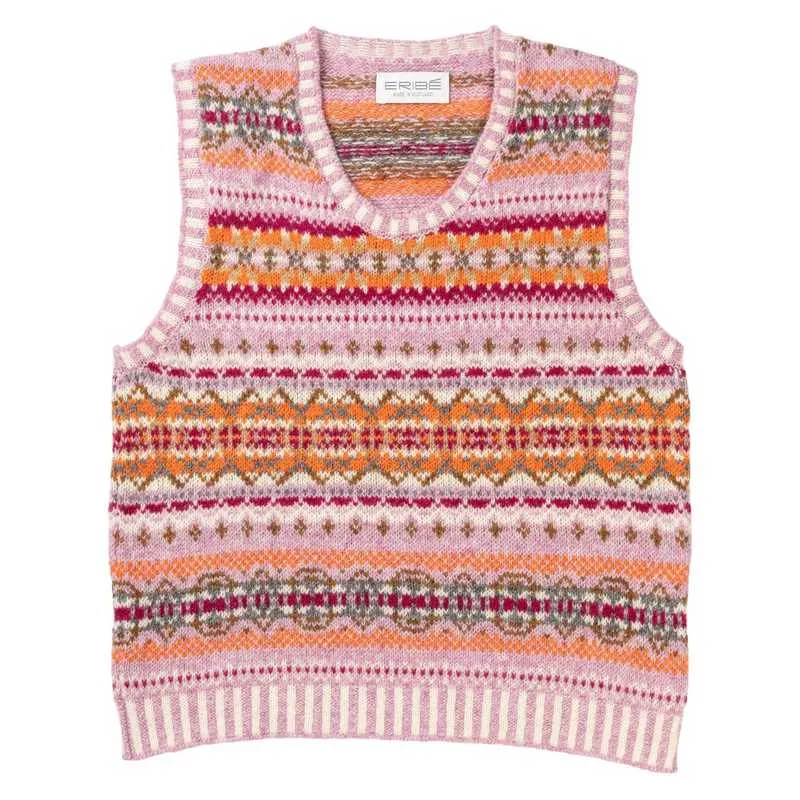 Eribe Westray Fairisle Vest in Orange Burst V2427