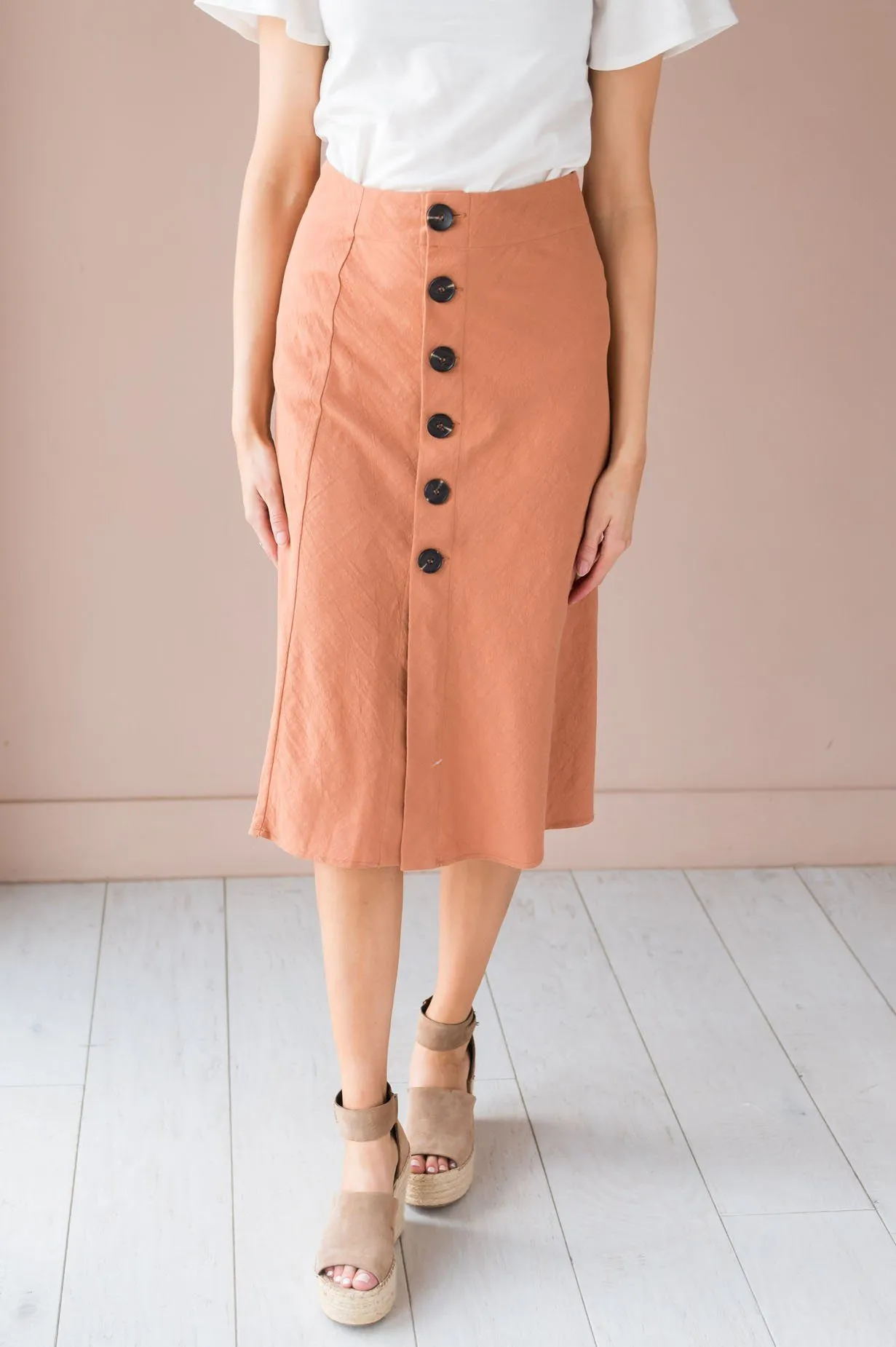 Fall Breeze Modest Button Down Skirt