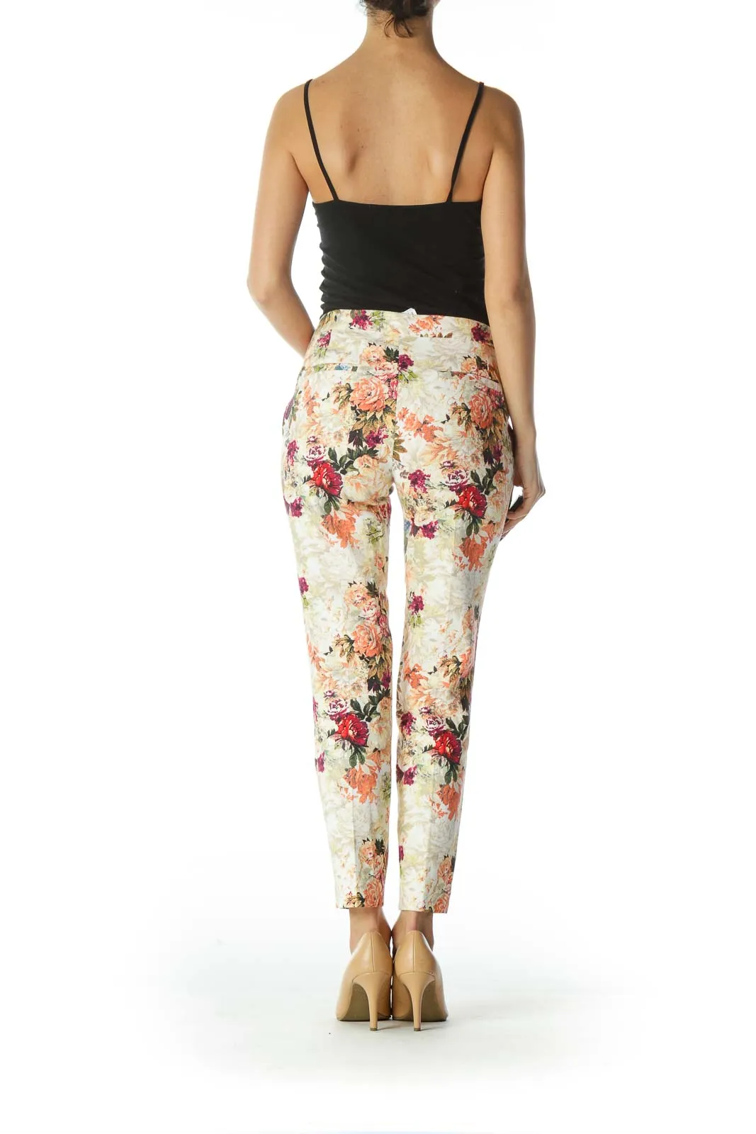 Floral Ankle-Crop Skinny Pants