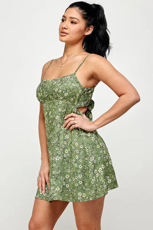 Floral Tie Back Cami Mini Dress