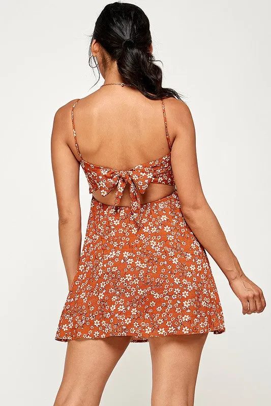 Floral Tie Back Cami Mini Dress