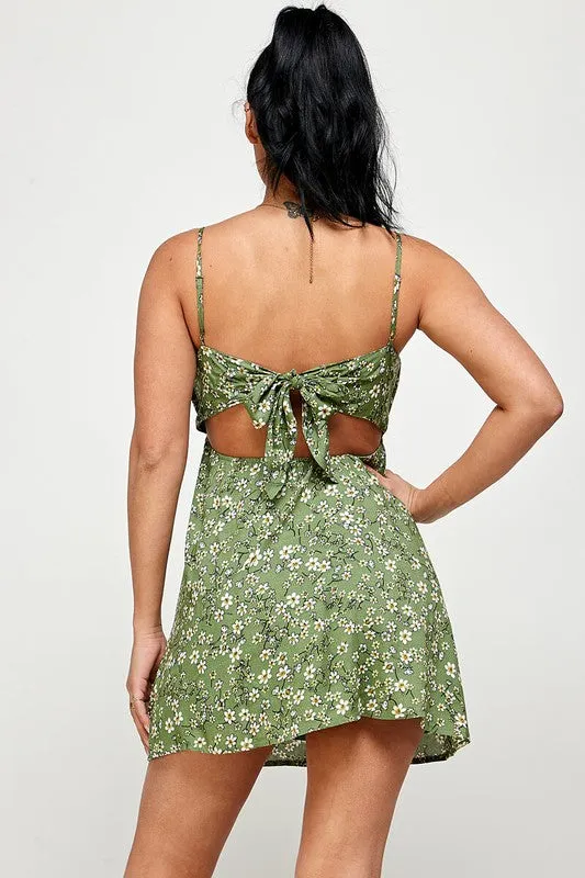 Floral Tie Back Cami Mini Dress