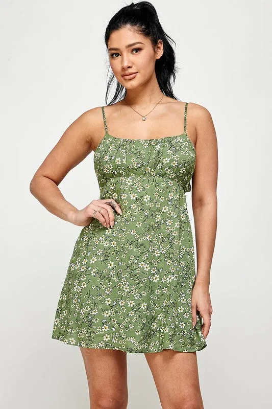 Floral Tie Back Cami Mini Dress