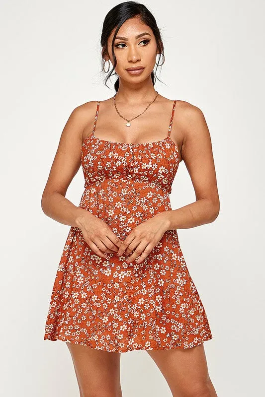 Floral Tie Back Cami Mini Dress