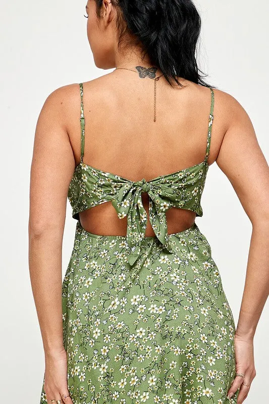 Floral Tie Back Cami Mini Dress