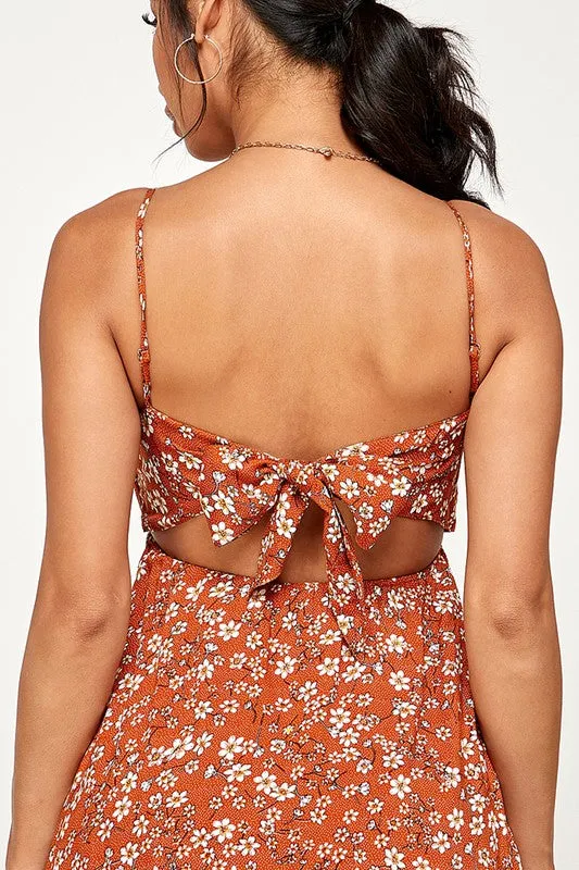 Floral Tie Back Cami Mini Dress