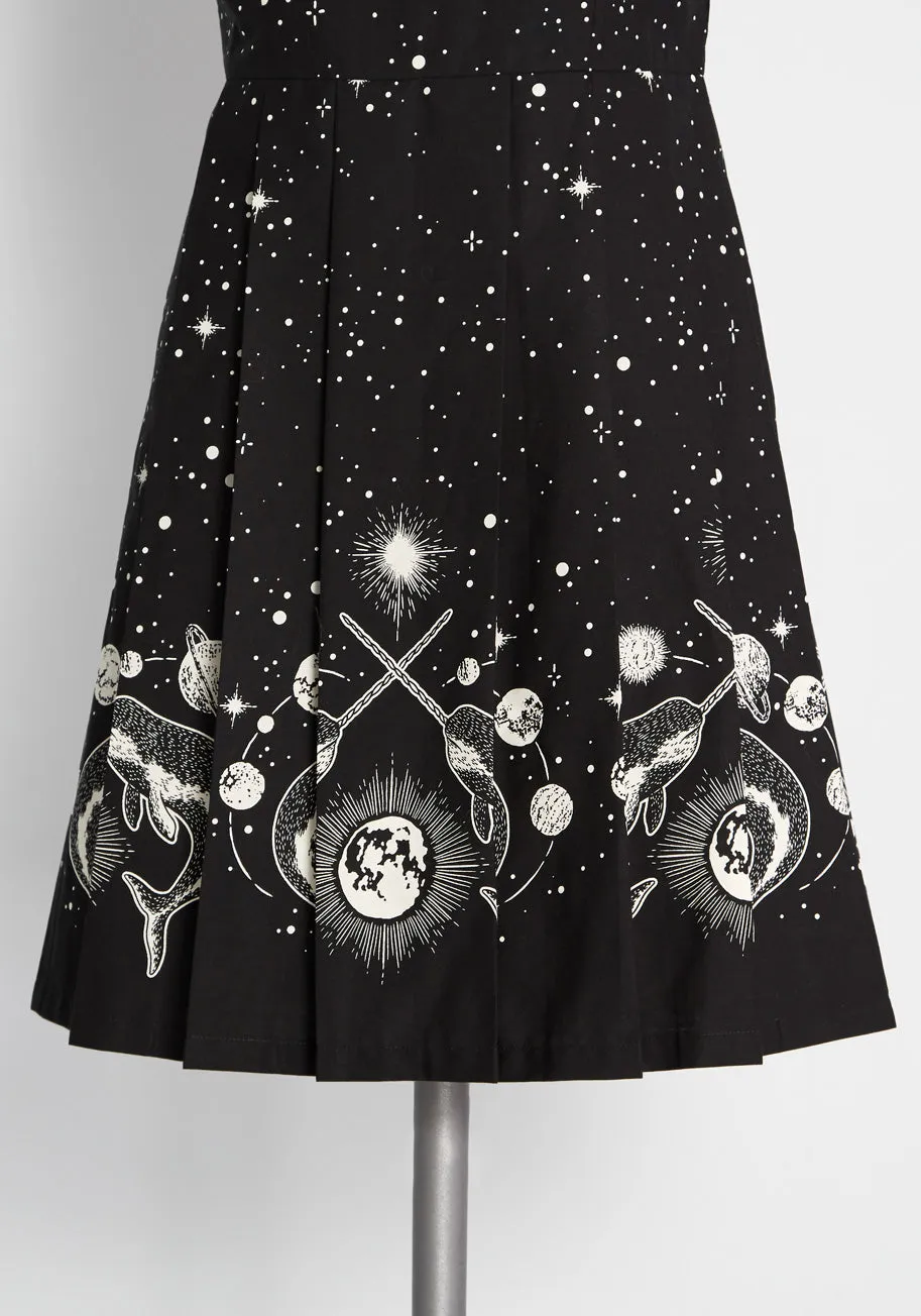 Galactic Aquatic Fit and Flare Dress