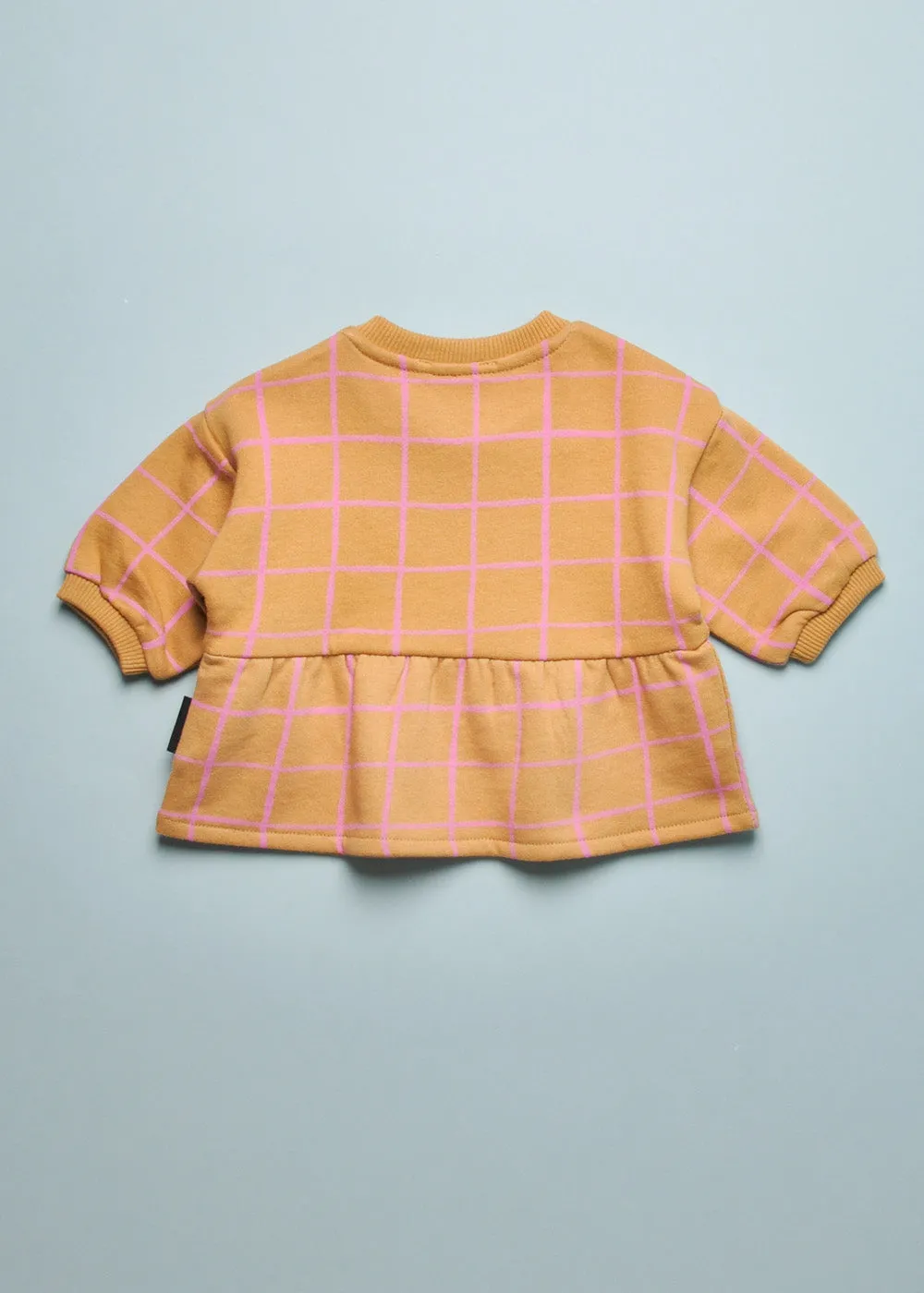 GRID PEPLUM SWEATSHIRT