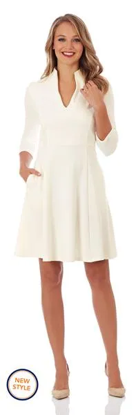 Jude Connally Kennedy Ponte Fit and Flare Dress in Cream