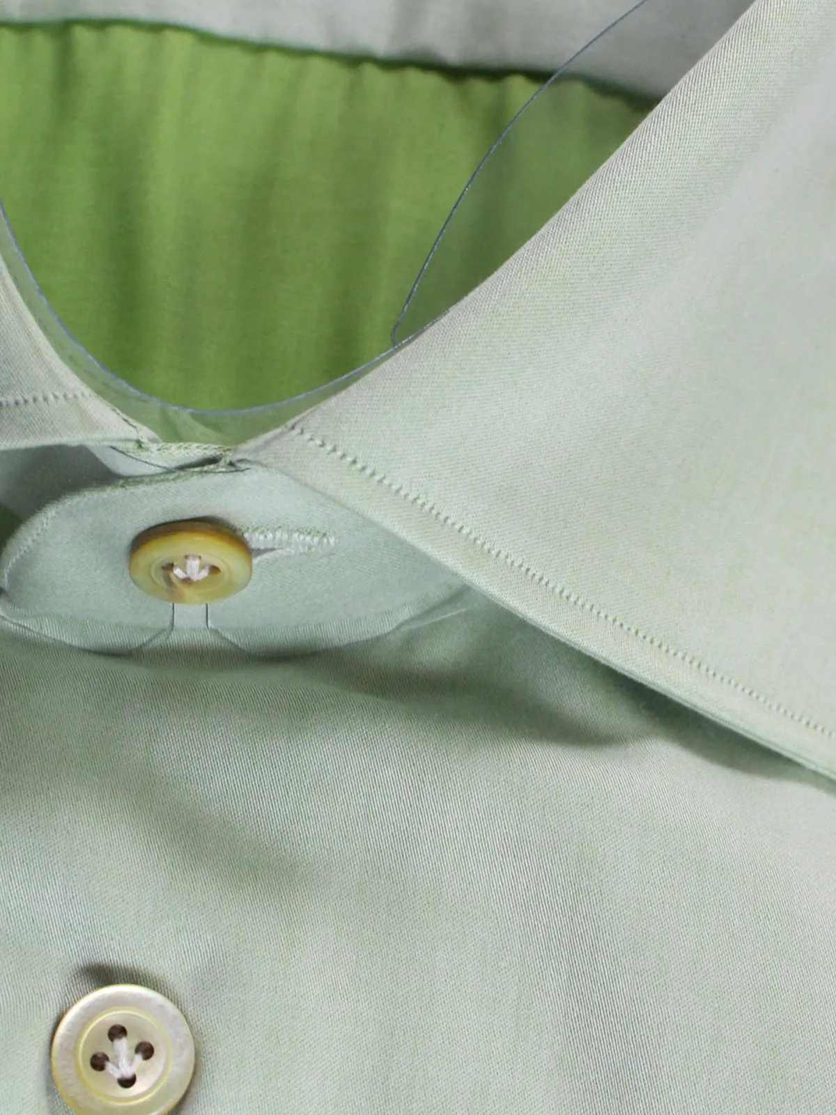 Kiton Dress Shirt Light Green Spread Collar 39 - 15 1/2 REDUCED - SALE