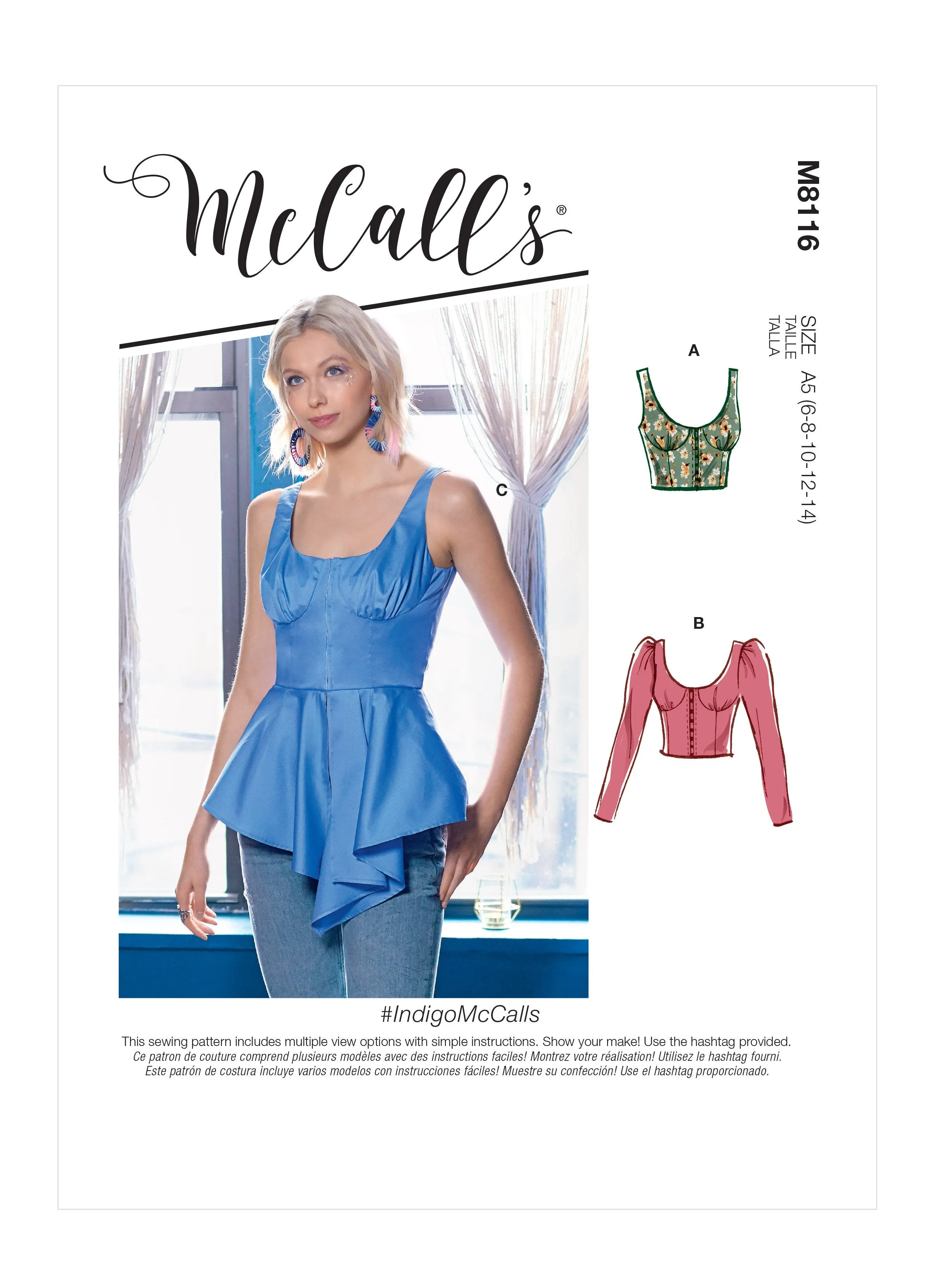 McCall's 8116 Tops sewing pattern #IndigoMcCalls