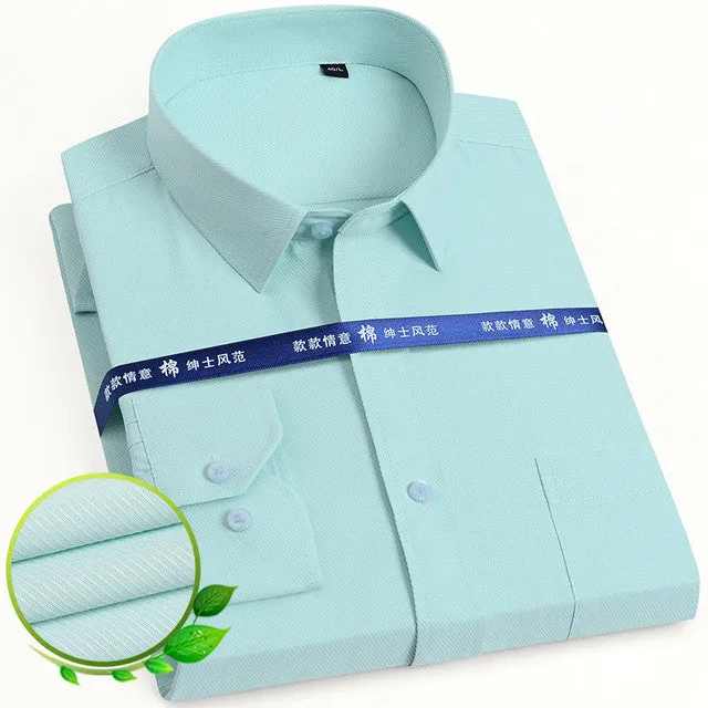 Mens Dress Shirt Long Sleeve Casual Pure Color Business Stand Collar