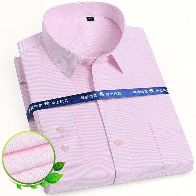 Mens Dress Shirt Long Sleeve Casual Pure Color Business Stand Collar