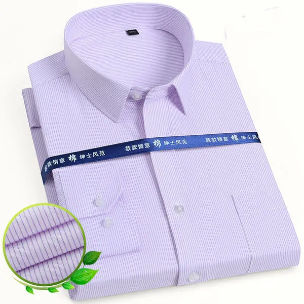 Mens Dress Shirt Long Sleeve Casual Pure Color Business Stand Collar