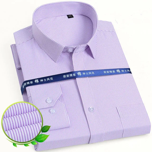 Mens Dress Shirt Long Sleeve Casual Pure Color Business Stand Collar