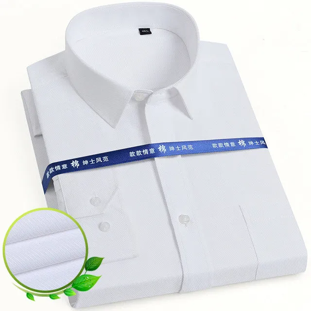 Mens Dress Shirt Long Sleeve Casual Pure Color Business Stand Collar