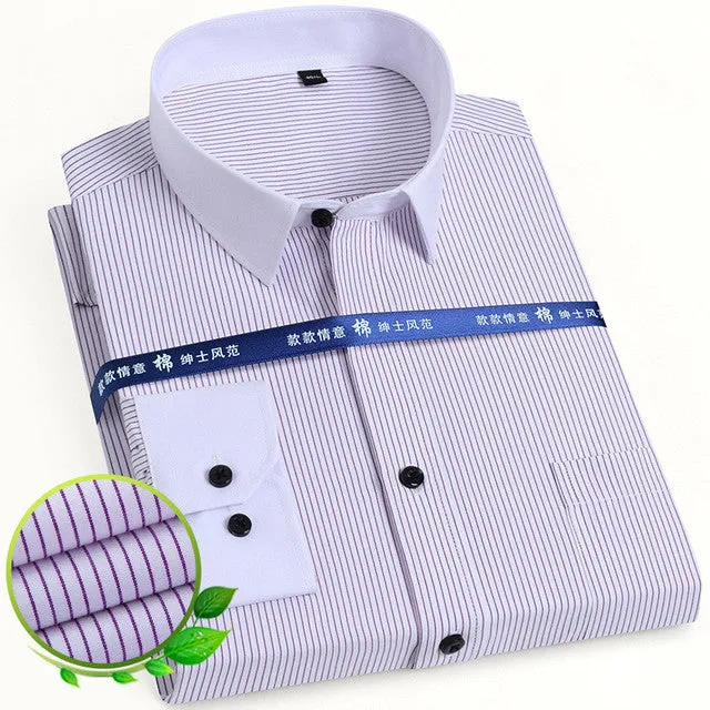 Mens Dress Shirt Long Sleeve Casual Pure Color Business Stand Collar