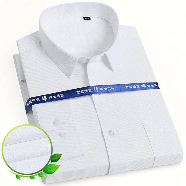 Mens Dress Shirt Long Sleeve Casual Pure Color Business Stand Collar