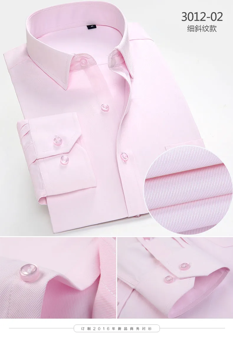 Mens Dress Shirt Long Sleeve Casual Pure Color Business Stand Collar