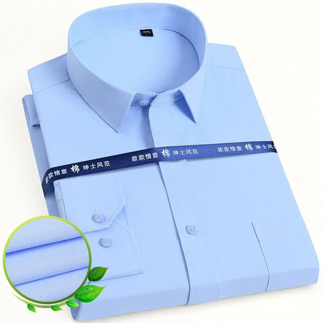 Mens Dress Shirt Long Sleeve Casual Pure Color Business Stand Collar