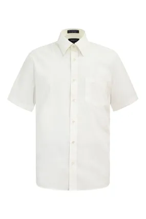 Men's Regular Fit Short Sleeve Solid Color Dress Shirts (Ivory)