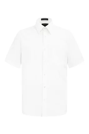 Men's Regular Fit Short Sleeve Solid Color Dress Shirts (White)