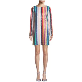 Mestiza New York Sequin Rainbow Striped Mini Dress - Size 4