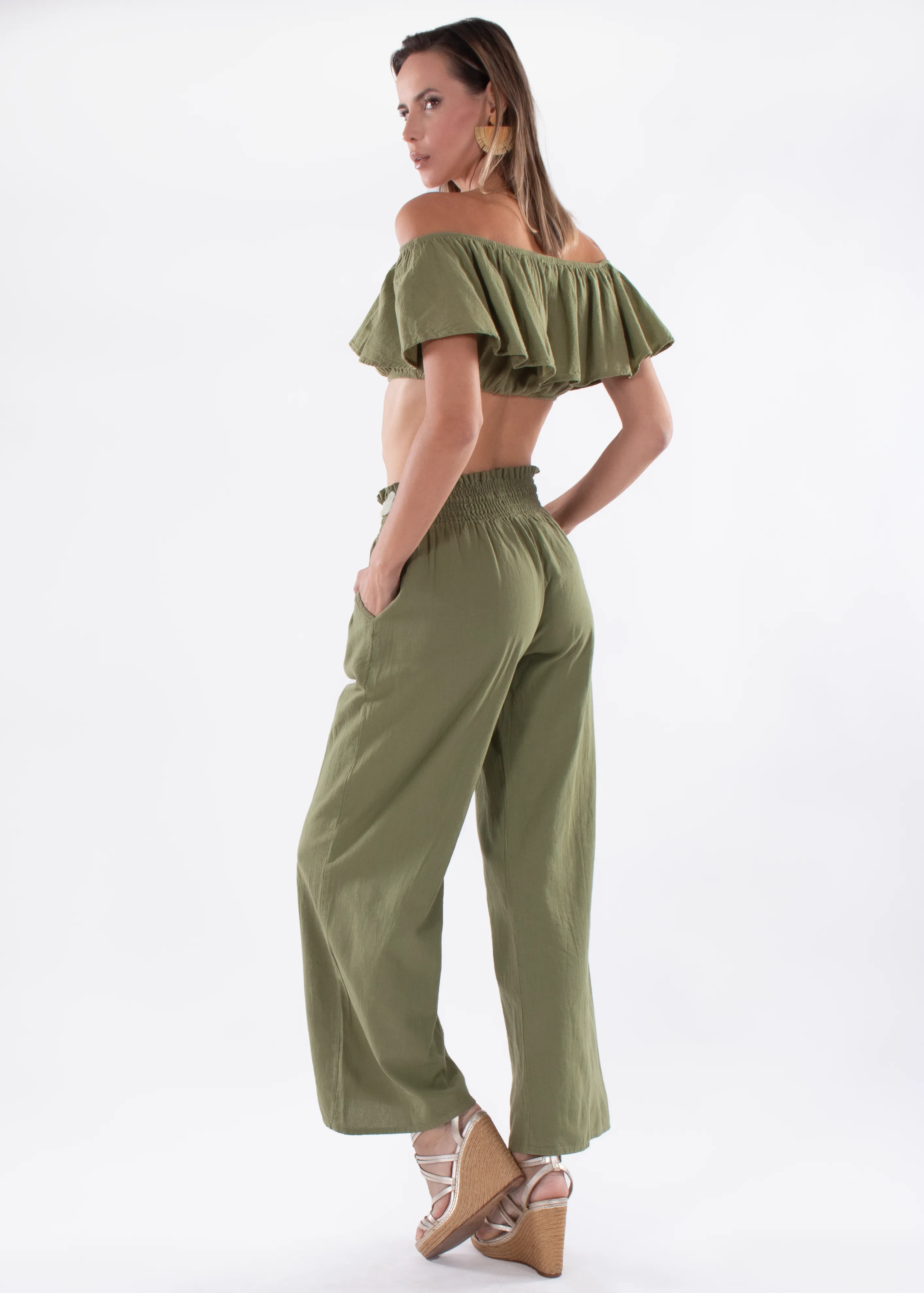 'Michaela' Paperbag Waist Wide Leg Pants