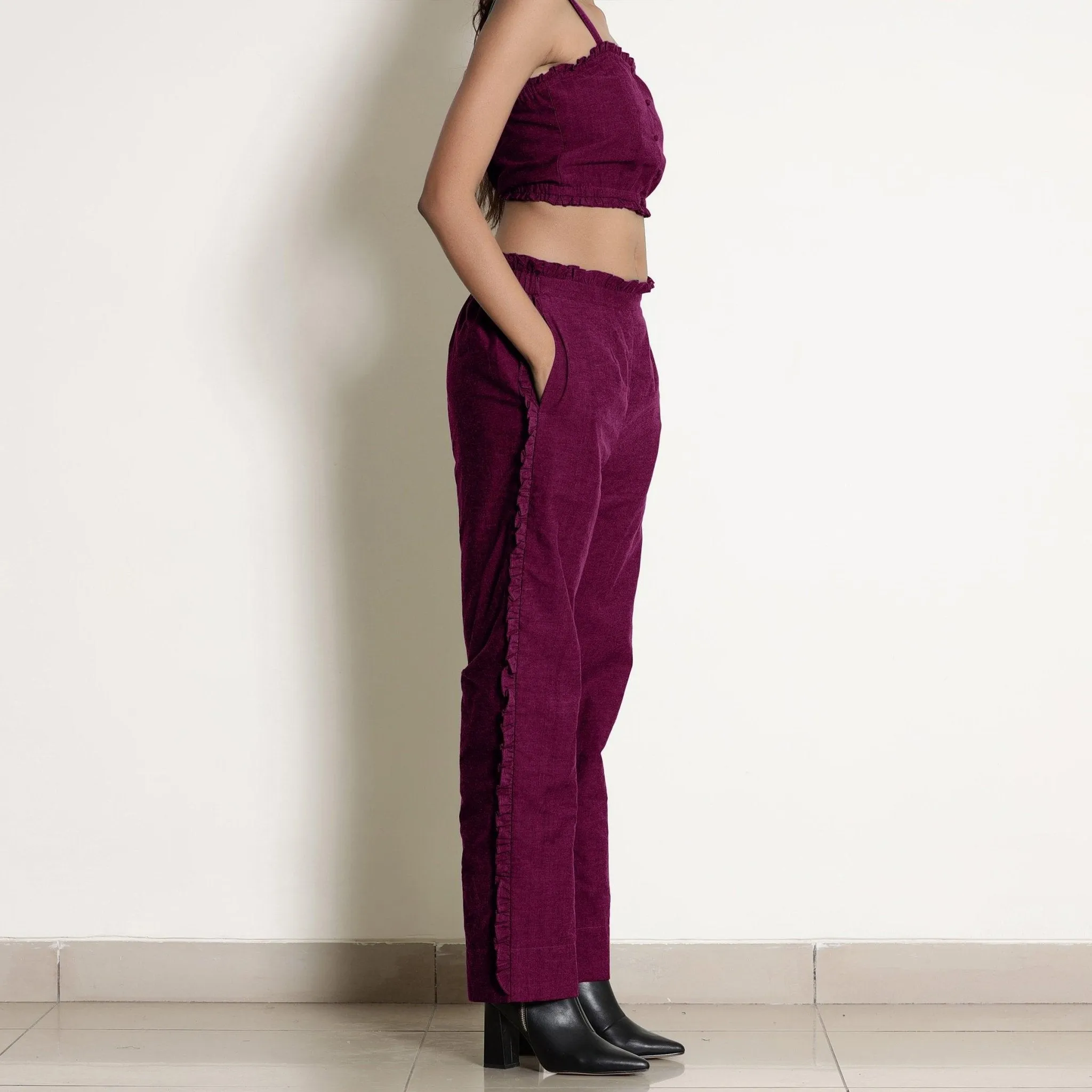 Mulberry Frilled Warm Cotton Paperbag Pant