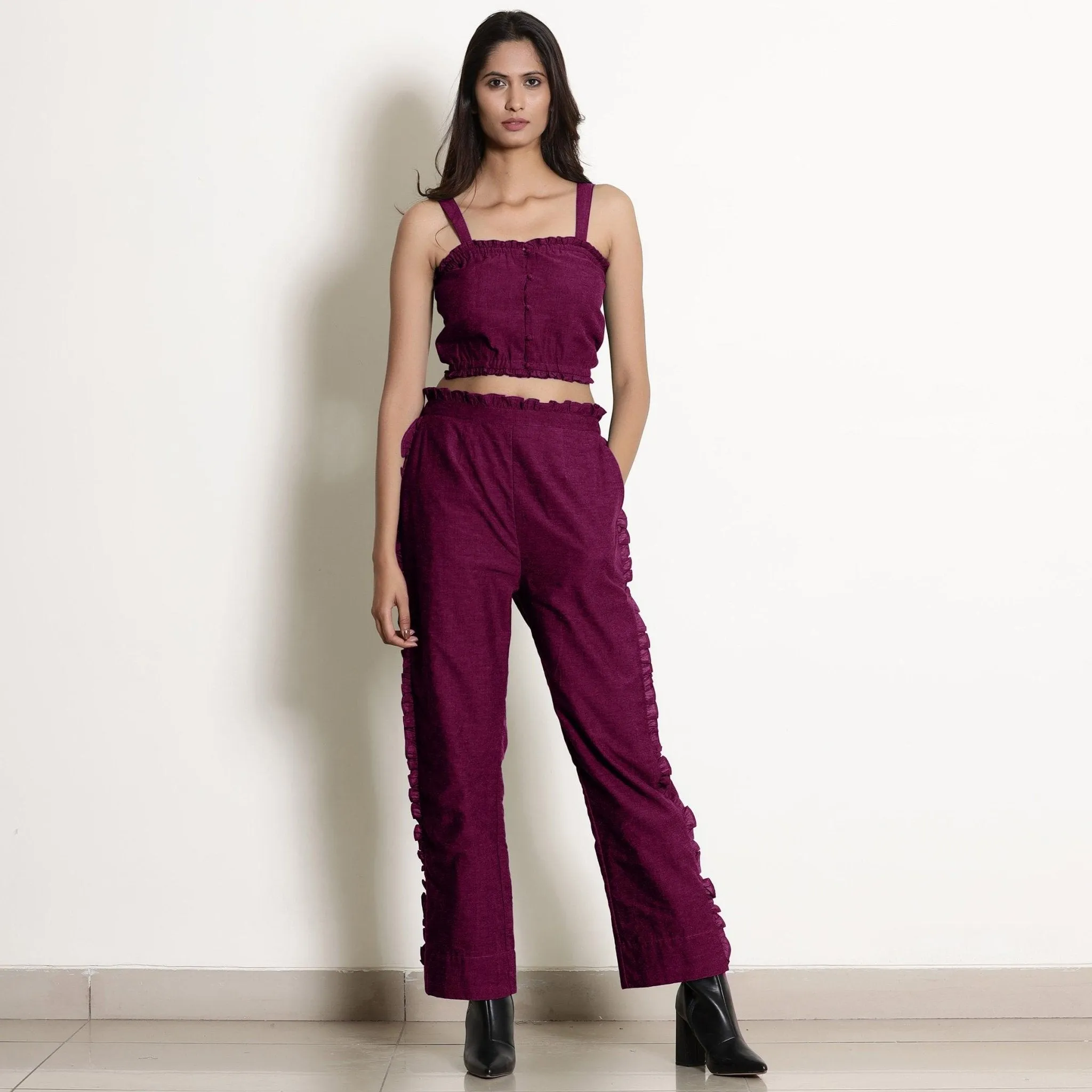 Mulberry Frilled Warm Cotton Paperbag Pant