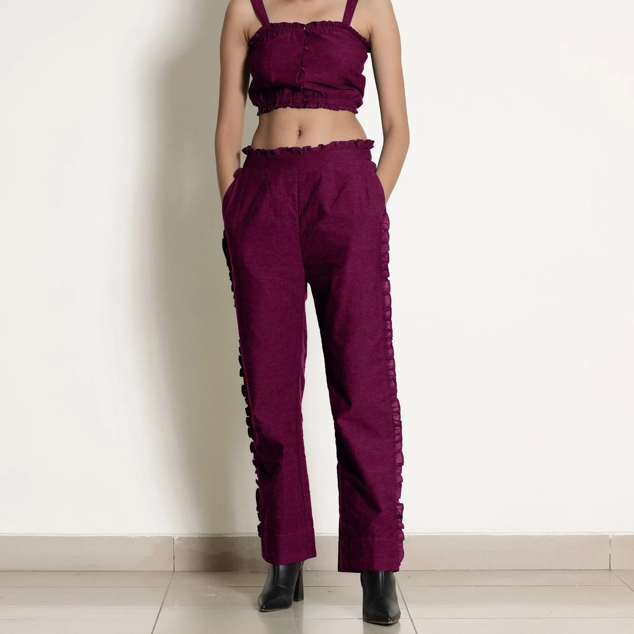 Mulberry Frilled Warm Cotton Paperbag Pant