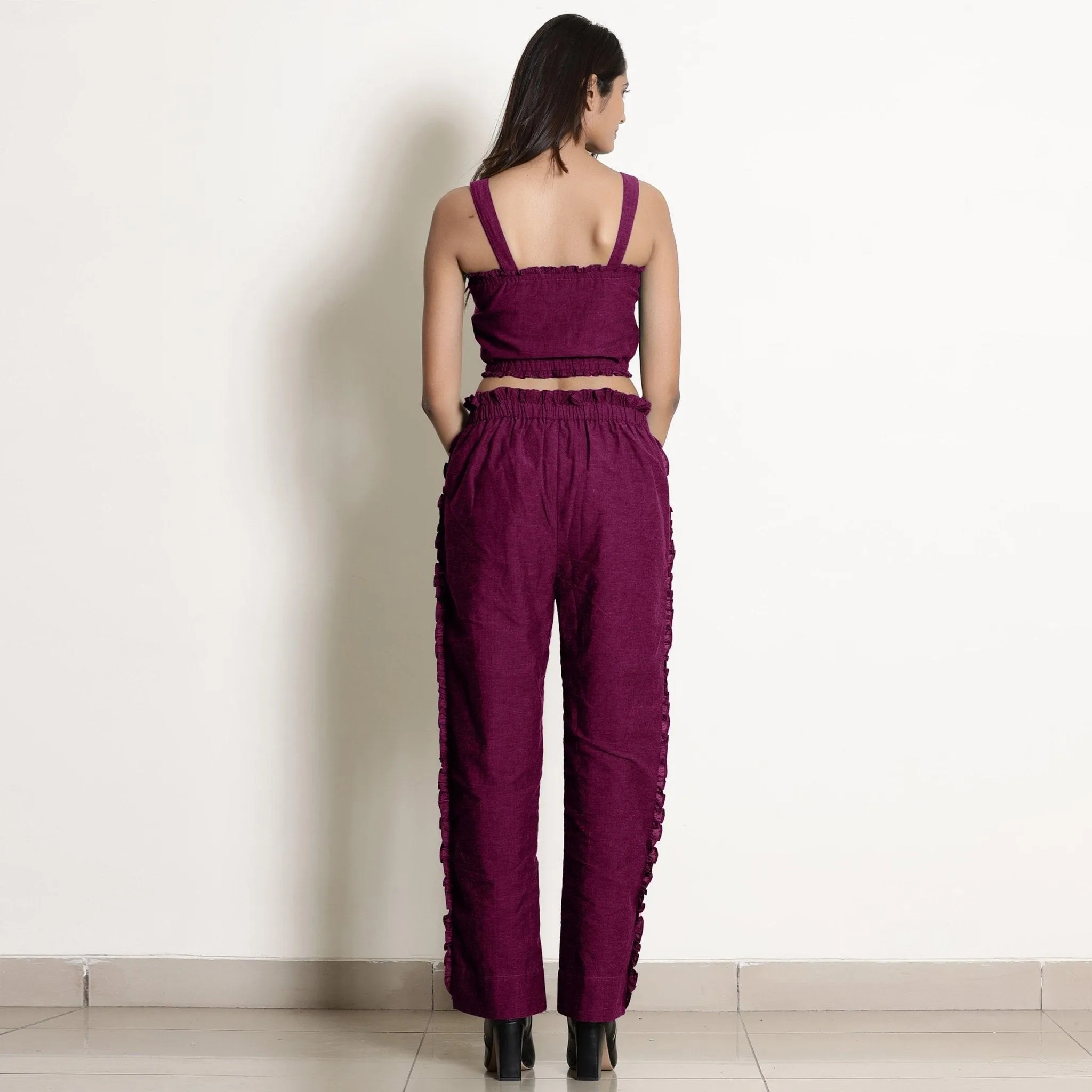 Mulberry Frilled Warm Cotton Paperbag Pant