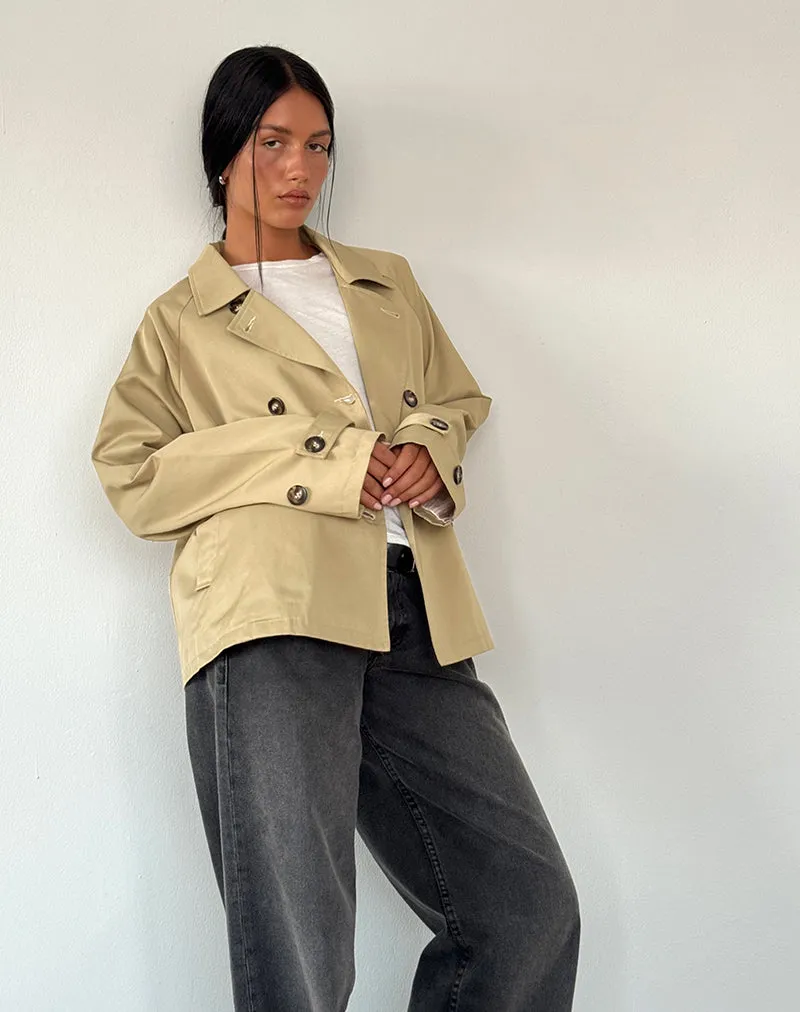 Narto Boxy Trench Jacket in Tan