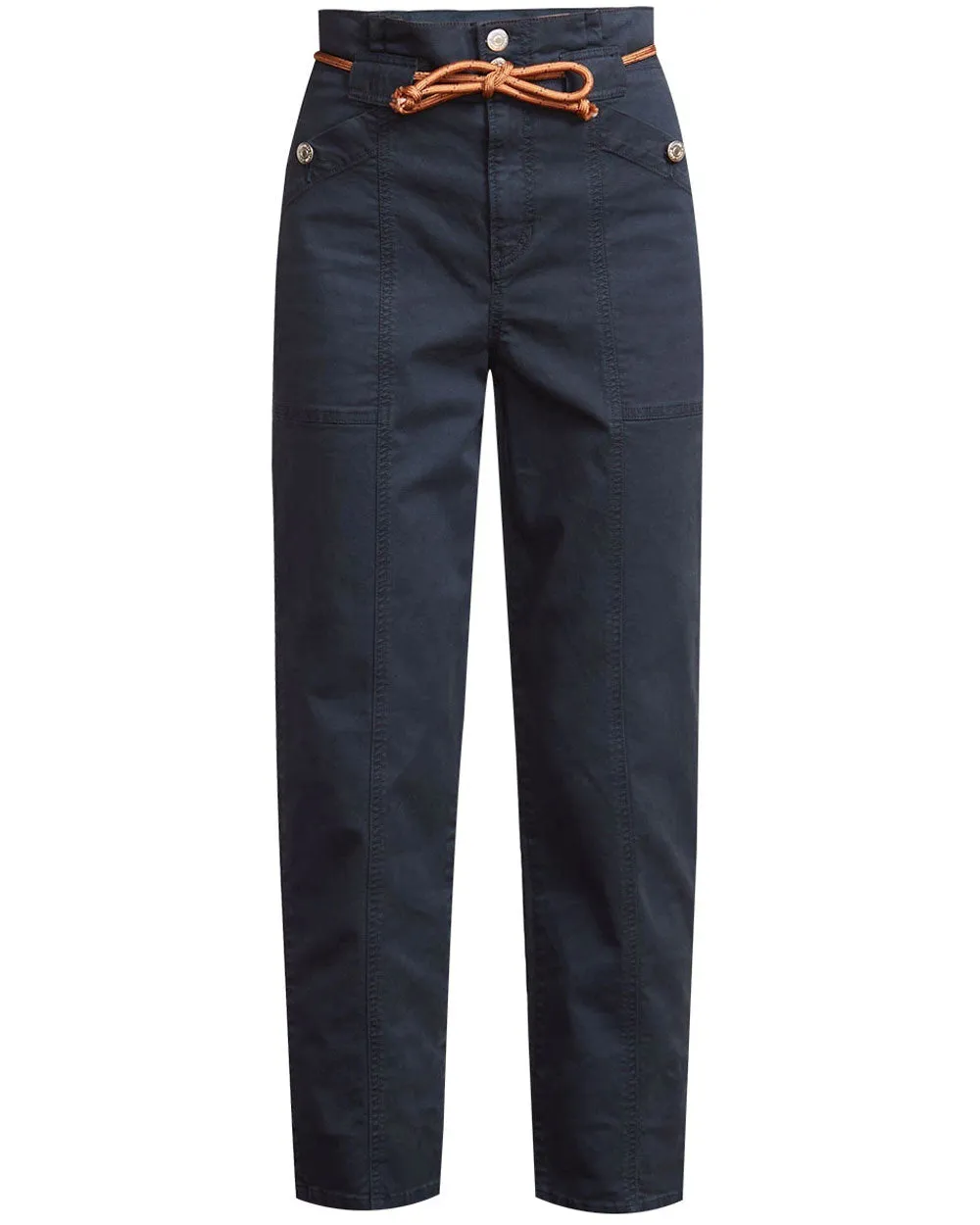 Navy Paperbag Waist Karter Pant