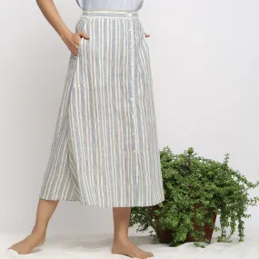 Off-White Handspun Cotton Elasticated Button-Down Maxi Skirt